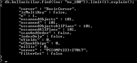 MongoDB Index'siz Tablolarda Limit Fonksiyonunun Performansa Etkisi